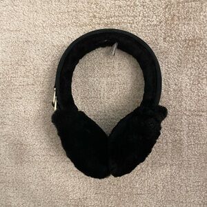 UGG Black Shearling Sheepskin Earmuffs with Buckle Detail